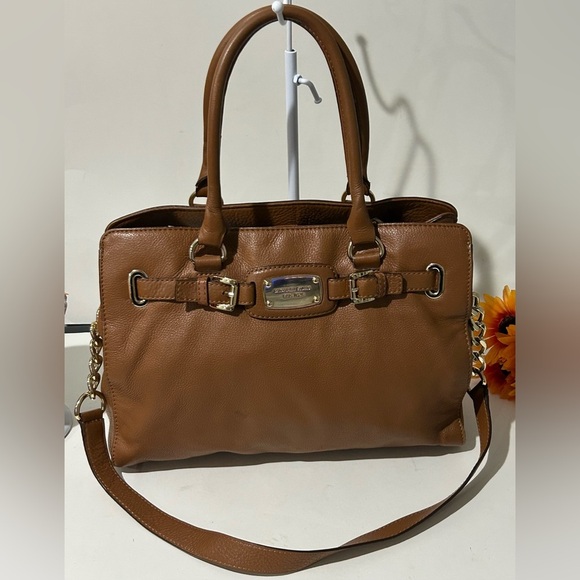 Michael Kors Hamilton Brown Pebble Leather Handbag shoulder bag - Picture 1 of 12